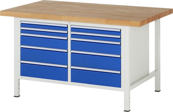 RAU Werkbank Serie 8000 - Modell 8480, B1500 x T900 x H840 mm, Systemunterbau B1235 x T850 x H800 mm, 03-8480A2-159B4S.11