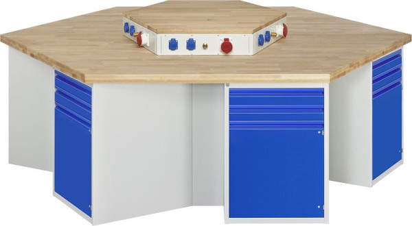 RAU Gruppenwerkbank 492I-EA, B2700xT2340xH890mm, 6x2Schublade-TA, 6x1Tür, 03-492I-135B4M-EA1.11