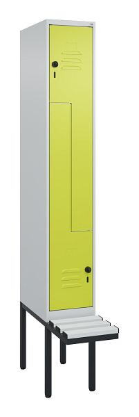 C+P Z-Spind Classic PLUS, Bank, 2 Abteile, 2120x300x815mm, 7035/0024, Drehriegel, 0800437-102 S10040