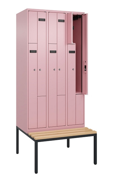 C+P Z-Spind Evolo PLUS, 6 Fächer, 2120x900x815mm, 3015/3015, Zylinderschloss, Material Sitzfläche Buche-Hartholz, Sitzbank, 0490537-306 S10051