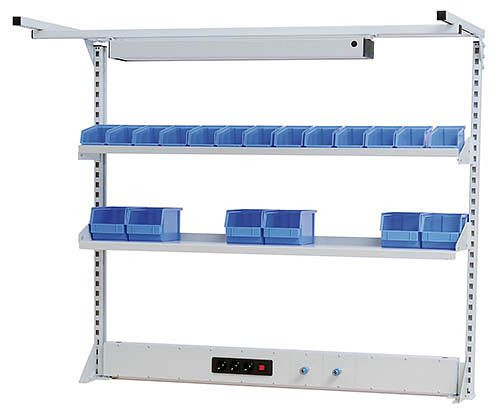 Bedrunka+Hirth Multi-Wand-Aufbau workline mit Obergestell, 1x Energiekanal, 2x Fachboden, Maße in mm (BxTxH): 1500 x 750 x 1250, 03.9001523WL