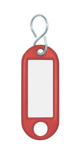 Eichner Schlüsselanhänger aus Kunststoff mit S-Haken, inkl. Beschriftungsetikett, Farbe: Rot, VE: 1 Pack à 100 Stück, 9219-01384-020