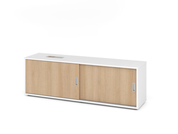 Hammerbacher Sideboard 1751S, 1,5 OH, Weiß / Eiche, 160x40x52cm, 1 verstellbarer Fachboden, XMST, XDSM, XBHM, XB, V1751S/W/E