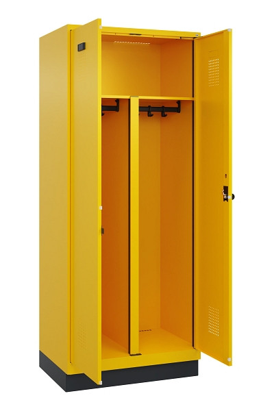 C+P PSA Schwarz-Weiß-Spind Evolo PLUS, mit Sockel, 2 Abteile, 1950x800x500mm, 10, Drehriegel, 049022-22P S10022