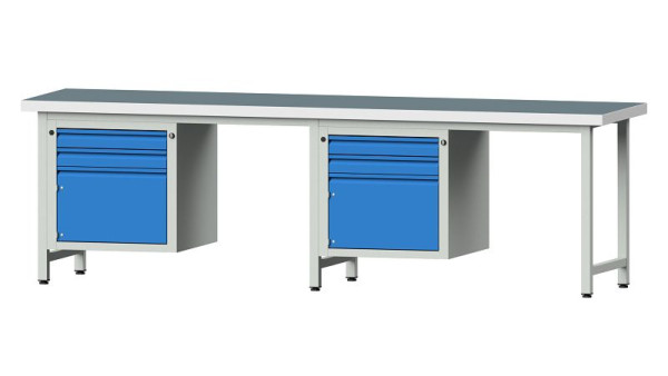 ANKE Werkbänke Kombiwerkbank, Modell 732 E, 2800 x 700 x 850 mm, RAL 7035/5012, UBP 50 mm, 511.005