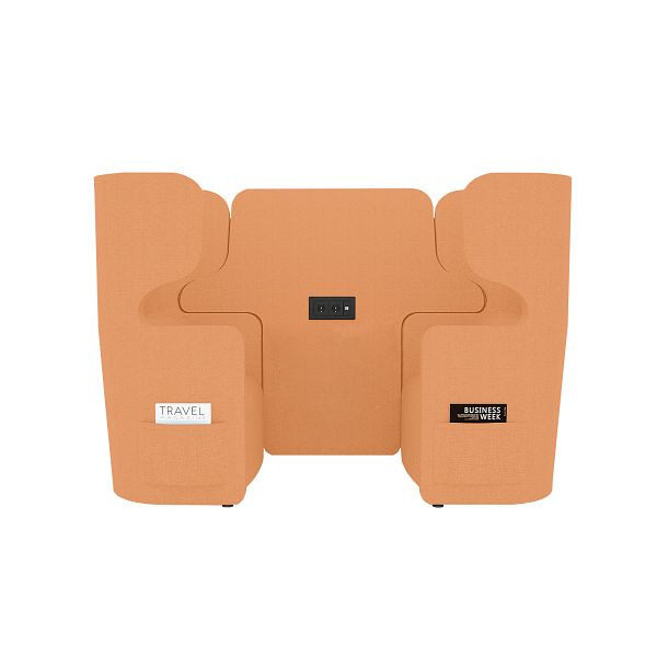 Bisley Raum in Raum Lösung Vivo, Zweisitzer, Hohe Rückenlehne, 2 Seitentaschen, 2 Steckdosen und 2 USB Anschlüsse, NE0012 orange, VIVH2SETPS2.NE0012