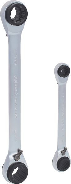 KS Tools 4 in 1 GEARplus umschaltbar Doppel-Ratschenringschlüssel-Satz, 2-teilig 8-19mm, 503.4655