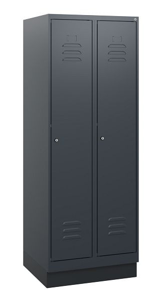C+P Umkleidespind Classic PLUS, Sockel, 2 Abteile, 1630x600x500mm, 7016/7016, Zylinderschlösser, 0800205-20 S10027