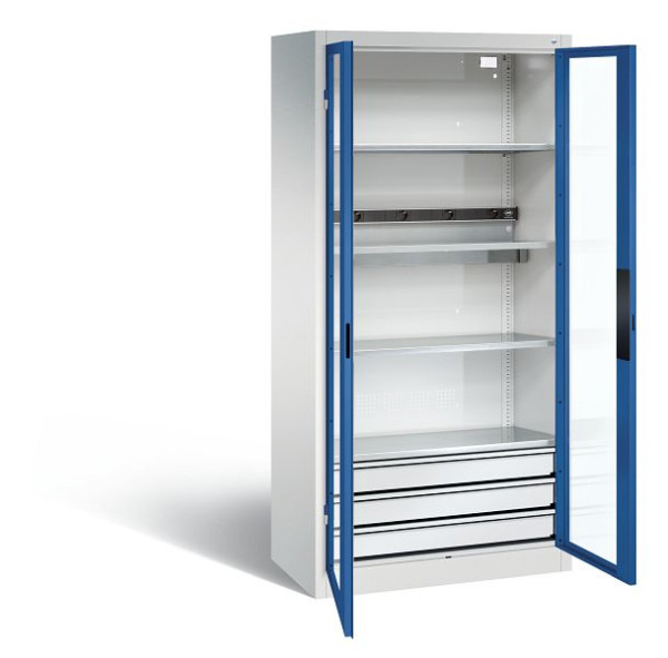 C+P Akkuladeschrank, H1950xB930xT500 mm, Lichtgrau/Enzianblau, 8921-055E1 S10013