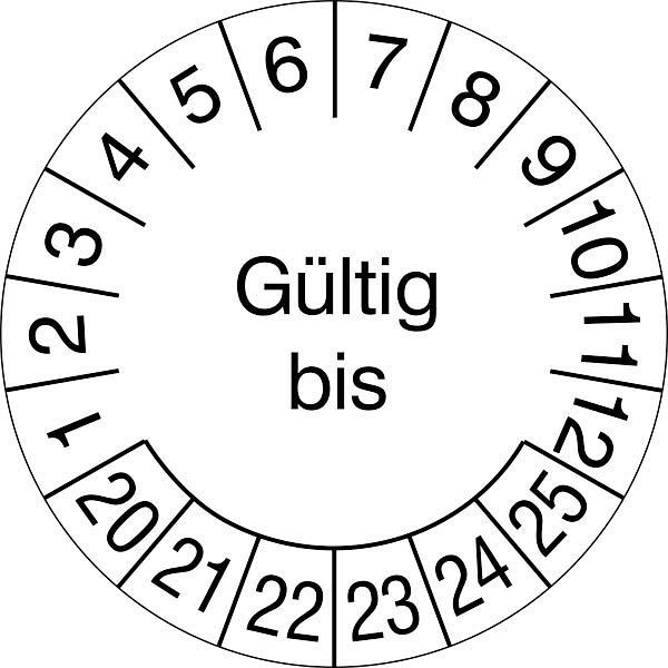 SafetyMarking Prüfplakette, Gültig bis, Prüfzeitraum: 20-25, Ø 3 cm, Folie, selbstklebend, VE: 500 Stück/Rolle, 31.3688-20-25