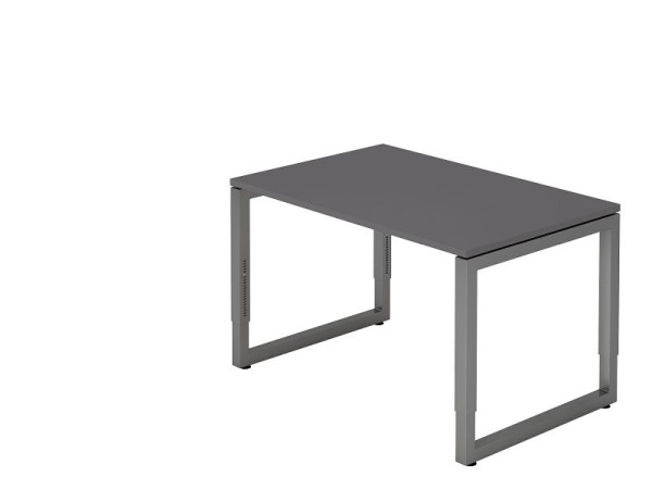 Hammerbacher Schreibtisch O-Fuß eckig 120x80cm Graphit/Graphit, Rechteckform mit schwebender Tischplatte, VRS12/G/G