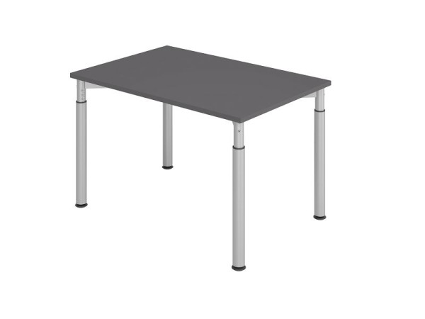 Hammerbacher Schreibtisch 4 Fuß-rund, 120x80cm Graphit/Silber, VYS12/G/S