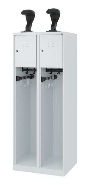 C+P Feuerwehrspind Evolo, Modell YOUNGSTER, 2 Abteile, H1530xB600xT500 mm, Lichtgrau, Helmhalter, 0490015-20 S10003