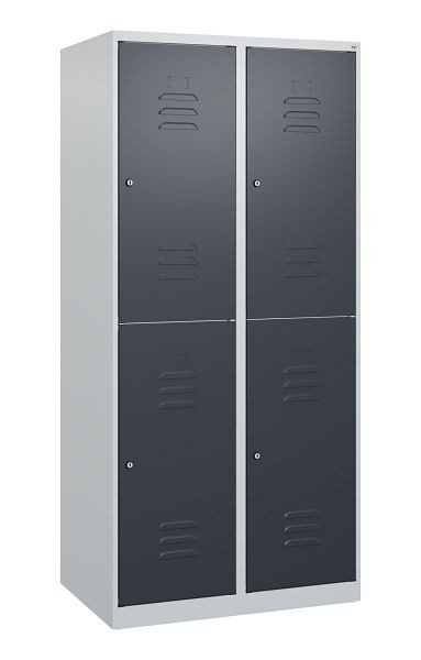 C+P Doppelstöckiger Spind Classic PLUS, 2 Abteile, 1700x800x500mm, 7035/7016, Zylinderschlösser, 0803007-22 S10020