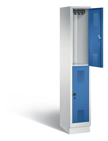 C+P Spind doppelstöckig Evolo, H1800xB320xT500mm, Farbe: Lichtgrau / Enzianblau, 48320-10 S10014