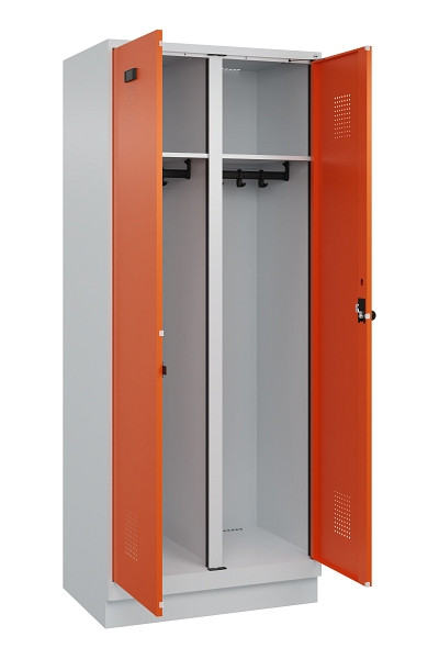 C+P Schwarz-Weiß-Spind Evolo PLUS, mit Sockel, 2 Abteile, 1950x800x500mm, 7035/2, Drehriegel, 049022-22 S10002