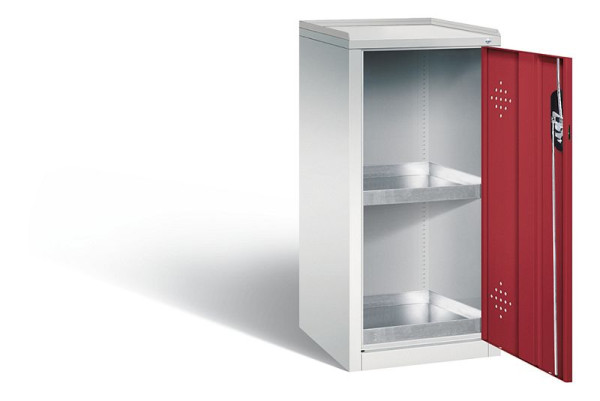 C+P Umweltschrank Acurado, H1000xB502xT500mm, Farbe: Lichtgrau / Rubinrot, Muldengriff, 8721-315 S10138