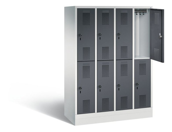 C+P Spind doppelstöckig Evolo, H1600xB1190xT500mm, Farbe: Lichtgrau / Schwarzgrau, 483206-40 S10107