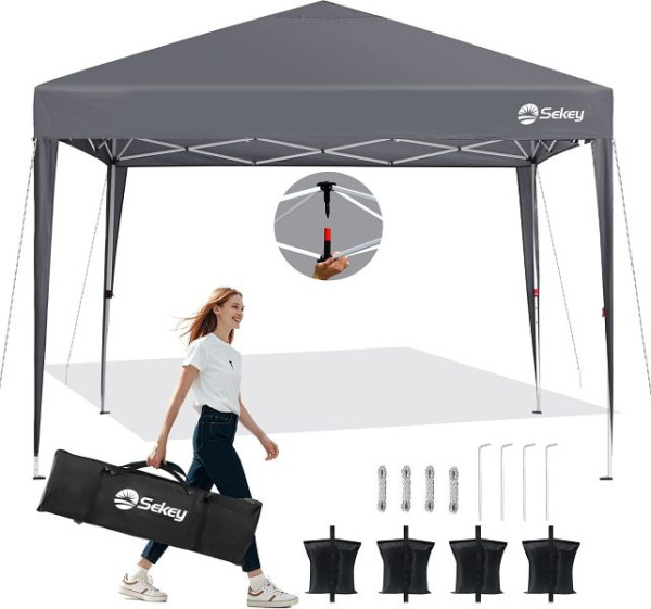 Sekey Pop Up Pavillon 3x3m, wasserdicht Stabil Winterfest, Faltbar mit 4 Sandsäcke, GZ22