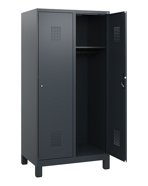 C+P Spind Evolo PLUS, Füße, 2 Abteile, 1630x800x500mm, 7016/7016, Zylinderschloss, 0490105-22 S10043