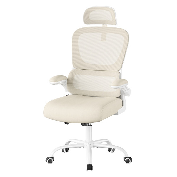 SONGMICS Amtsvorsitzender, Beige, 64,5x71,5x(113,5-121,5) cm, OBN041L01