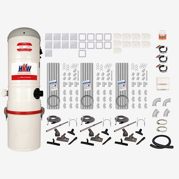 HKW Komplett-Set LARGE 1 - 9 Saugdosen, 12 m Saugschlauch, 2400312