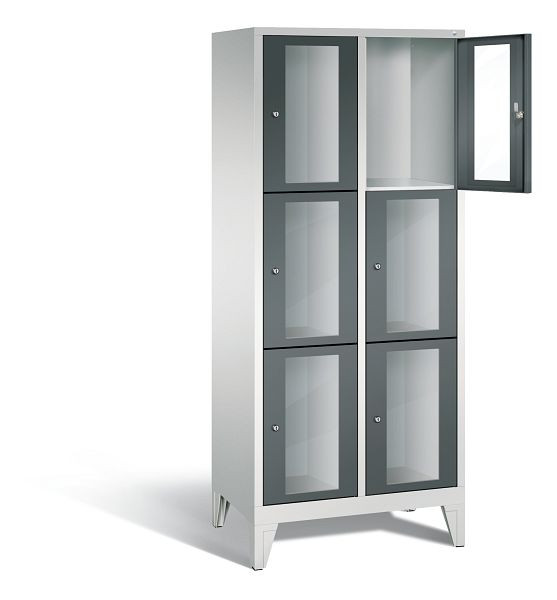 C+P Schließfachschrank Classic, H1850xB810xT500mm, Farbe: Lichtgrau / Anthrazitgrau, 8010A223 S10021