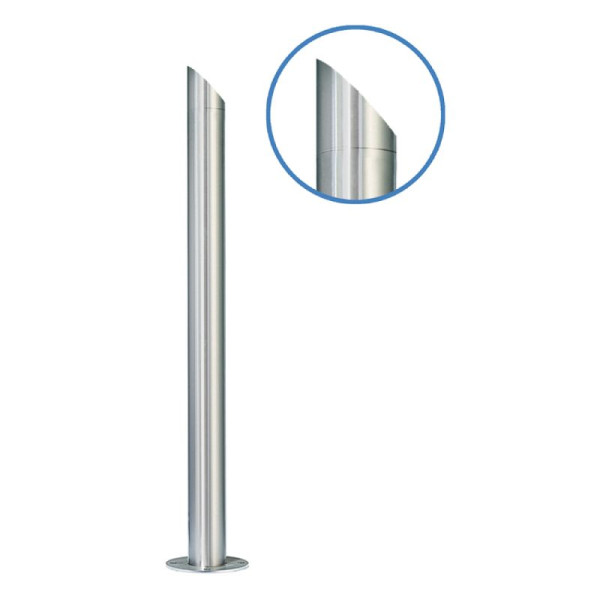 Stein HGS Absperrpfosten -Acero Schrägkopf- (V4A) Ø 76 mm, zum Aufdübeln, umlegbar, mit DK mittig (ohne Schlüssel), und PZ oben, glasperlengestrahlt, 13179-gg
