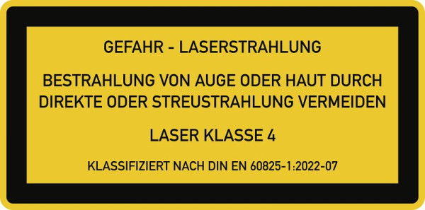 Moedel LASER KLASSE 4 DIN 60825-1, Textschild, Folie, 105x52 mm, 59717