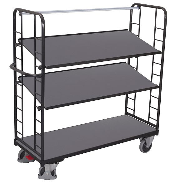 VARIOfit Etagenwagen mit 3 Holzböden, Außenmaße: 1.510 x 550 x 1.535 mm, RAL 7016 anthrazitgrau, sw-540.201/AG