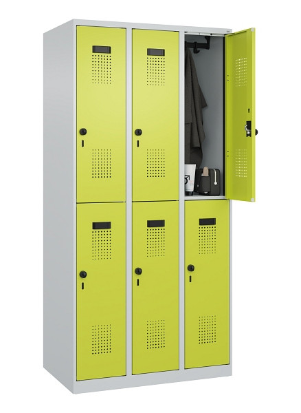 C+P Doppelstöckiger Spind Evolo PLUS, 6 Fächer, 1850x900x500mm, 7035/0024, Drehriegel, 049300-30 S10015