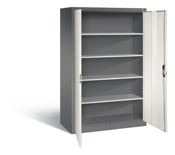 C+P Büroschrank Acurado, H1950xB1200xT600mm, Farbe: Vulkangrau / Perlweiß, Muldengriff, 5 OH, 9490-000 S10594