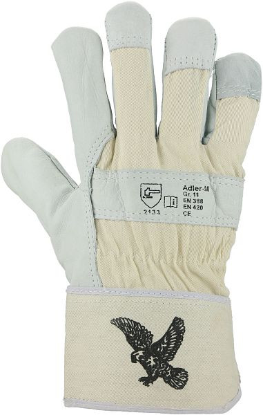 ASATEX Rindnarbenleder-Handschuh, Moltonfutter, Stulpe, einzeln verpackt, Farbe: naturfarben, VE: 120 Paar, ADLER-M