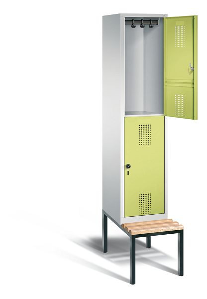 C+P Spind doppelstöckig Evolo, H2090xB420xT815mm, Farbe: Lichtgrau / Viridingrün, 48350-12 S10071
