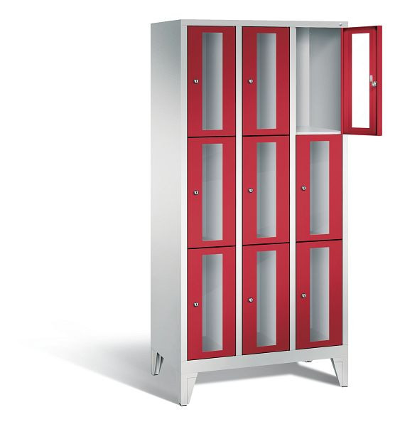 C+P Schließfachschrank Classic, H1850xB900xT500mm, Farbe: Lichtgrau / feuerrot, 8010A303 S10021
