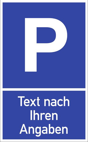 Moedel Parkplatzschild - Text nach Ihren Angaben, Aluminium, 250x400 mm, 57025