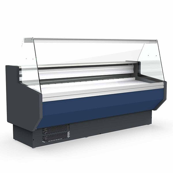 Vaiotec TOPLINE Kühltheke 250 - gerades Frontglas "blau", 246,5x80x123,5 cm, 10739