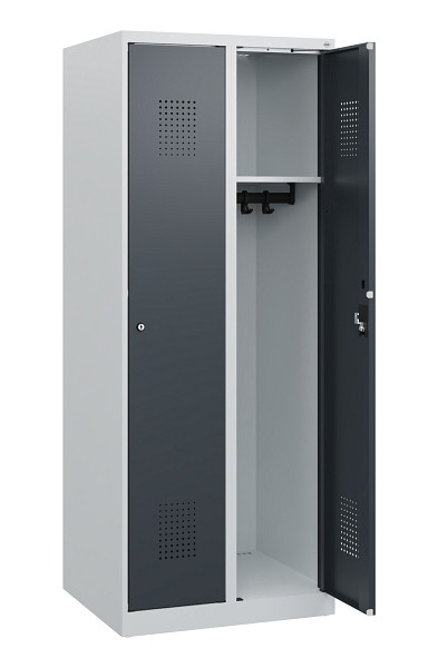 C+P Spind Evolo PLUS, 2 Abteile, 1530x600x500mm, 7035/7016, Zylinderschloss, 0490005-20 S10038