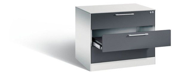 C+P Schubladenschrank Asisto, H710xB800xT600mm, Farbe: Lichtgrau / Schwarzgrau, Bügelgriff, 146273-324 S10033