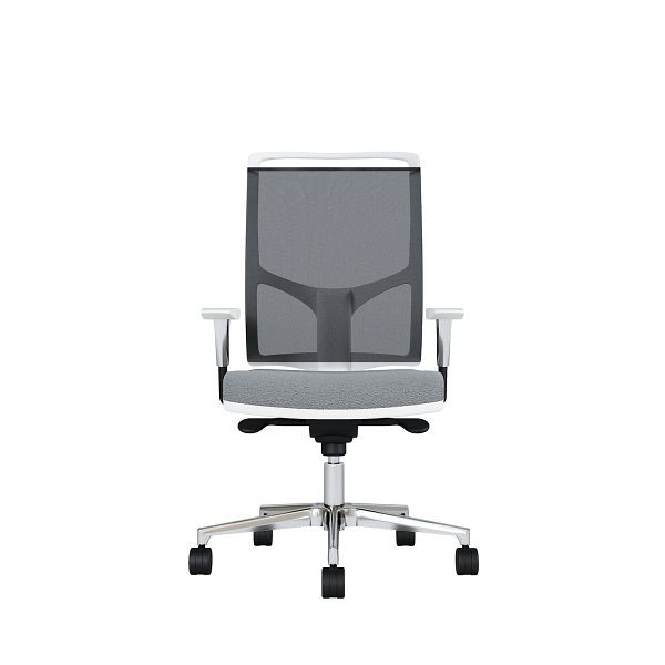 Bisley Bürodrehstuhl Zed, Weißes Kunststoff, Höhenverstellbare Armlehnen, Fußkreuz und Armlehnen aus Aluminium, NE0015 hellgrau, ZEDALLWNE0015