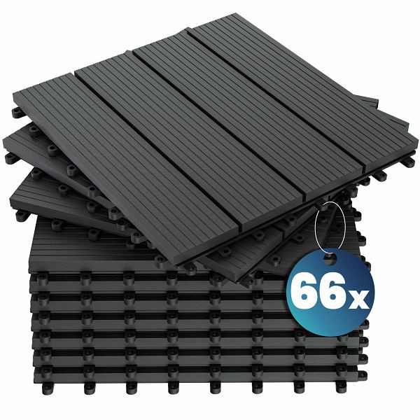 casaria WPC Fliesen, VE: 66er-Set Klassik Anthrazit - 30x30cm, 995156