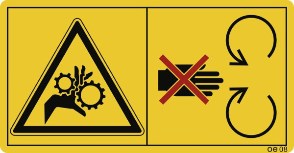 Moedel Schutzeinrichtung bei laufendem Motor..., Folie, 116x60 mm, VE: 2 Stück/Bogen, 69497