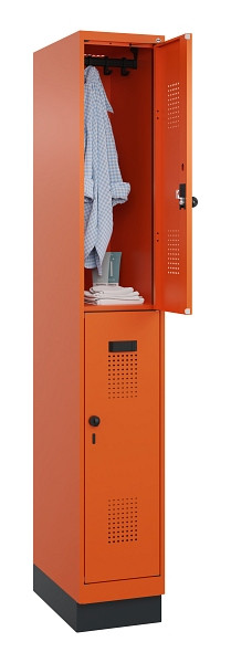 C+P Doppelstöckiger Spind Evolo PLUS, mit Sockel, 2 Fächer, 1950x300x500mm, 2004, Drehriegel, 049320-10 S10023