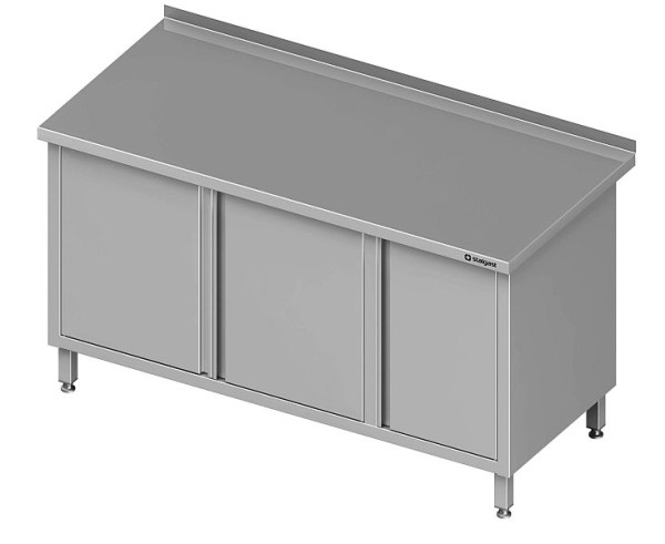 Stalgast Arbeitsschrank mit Flügeltüren, 1200x600x850 mm, mit Flügeltürschrank links, mit Aufkantung, verschweißt, VAS12607LA