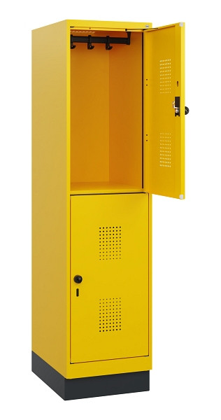 C+P Doppelstöckiger Spind Evolo PLUS, Sockel, 2 Fächer, 1630x400x500mm, 1023/102, Drehriegel, 0493205-12 S10027