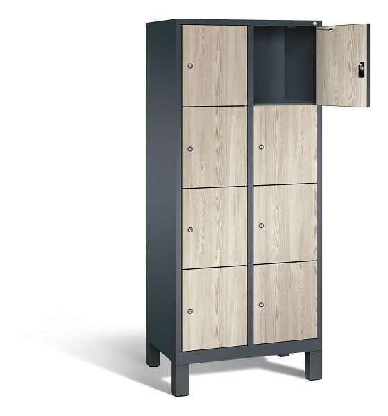 C+P Schließfachschrank Evolo, H1850xB810xT500mm, Farbe: Anthrazitgrau / Dekor Sen-Esche, 48010-224 S10211