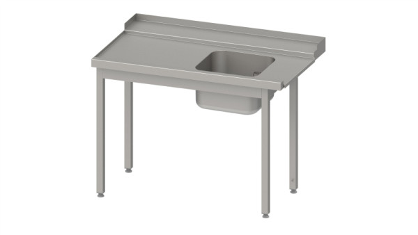 Stalgast Zulauftisch "Pro", Korbführung mit Gefälle, mit 1 Becken 1700x750x880mm, Anbauseite links, Aufkantung, verschweißt, VZL17710LA