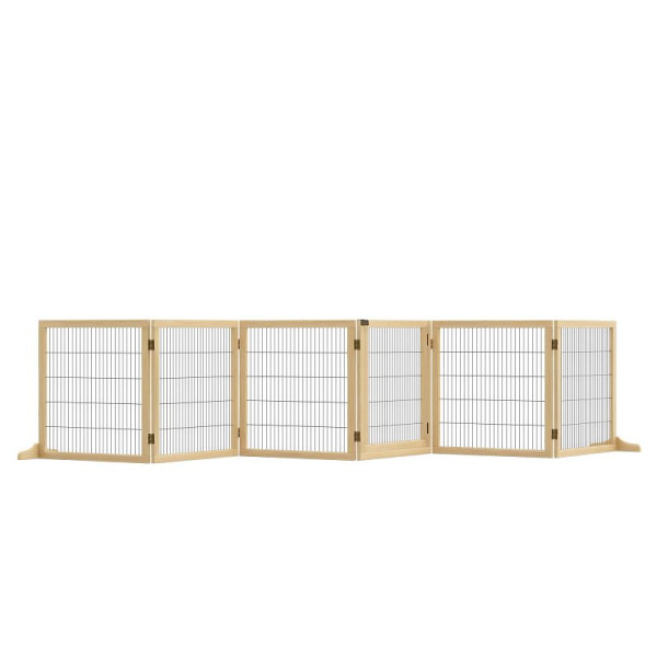 PawHut Absperrgitter für Hunde klappbar 432 x 36 x 70cm Kiefernholz Naturholz, D06-118ND