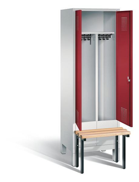 C+P Schwarz-Weiss-Spind Evolo, H1850xB610xT815mm, Farbe: Lichtgrau / Rubinrot, 48032-20 S10034