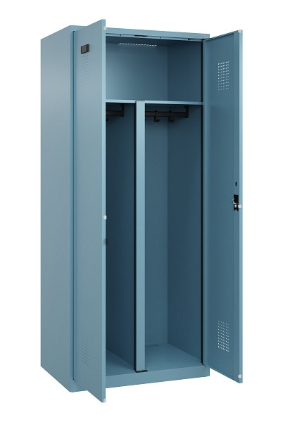 C+P PSA Schwarz-Weiß-Spind Evolo PLUS, 2 Abteile, 1850x800x500mm, 0010/0010, Zylinderschloss, 049002-22P S10048